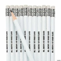 Cheap 🎉 Personalized White Pencils - 24 Pc. 🤩