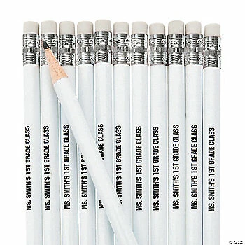 Cheap π Personalized White Pencils - 24 Pc. π€© 2 Cheap π Personalized White Pencils - 24 Pc. π€©