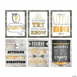 Wholesale 🤩 Rustic Classroom Posters - 6 Pc. 🌟
